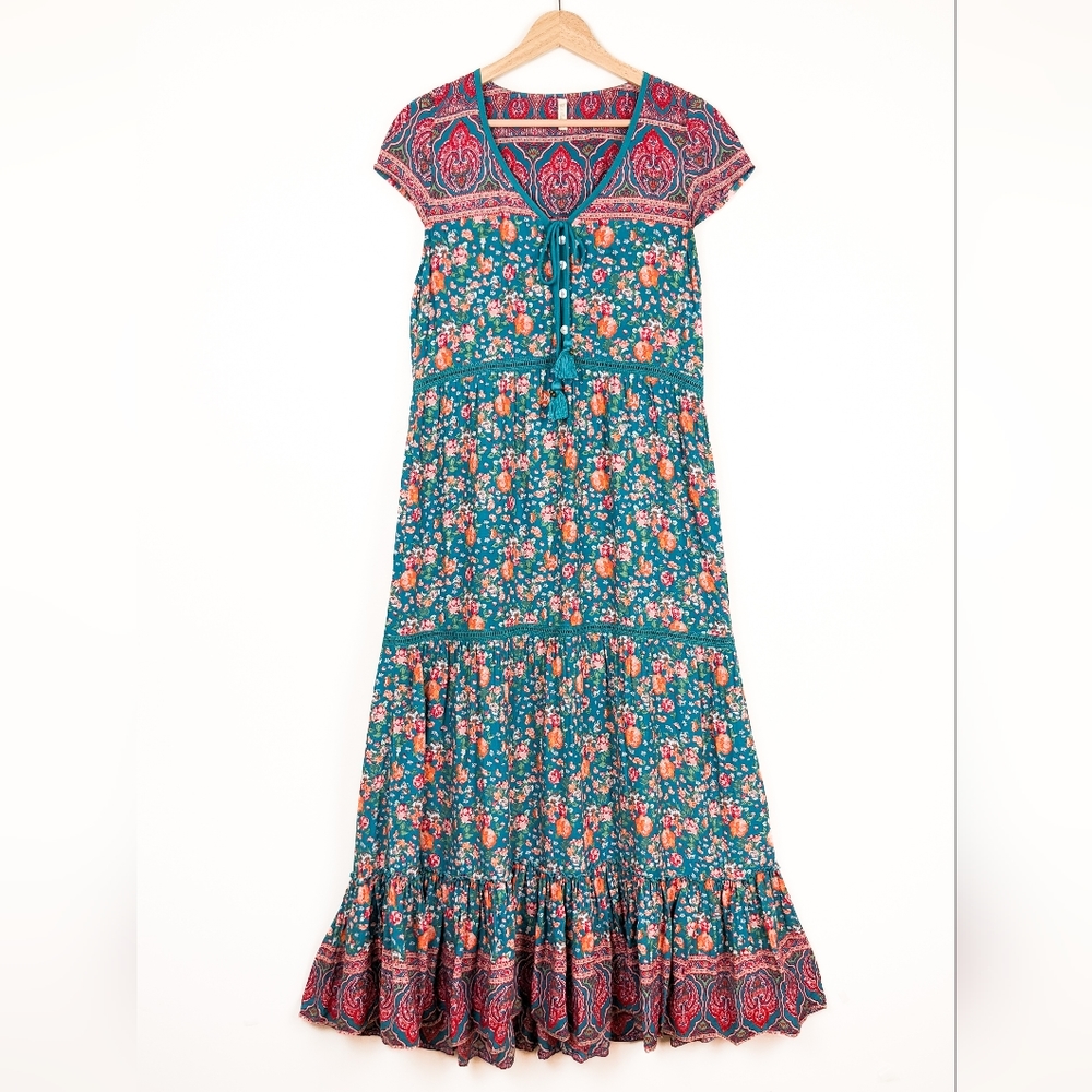 EUC Tulle and Batiste Lily Cap Sleeve Maxi, Altered